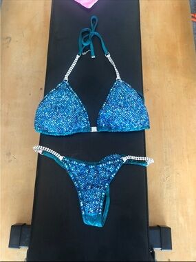 Crystal Radiance Hologram TealBikini with Light Sapphire AB Crystals